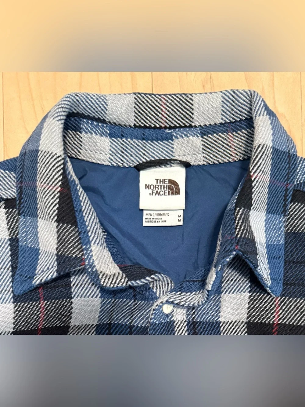 The North Face Shirt Jacket Shacket Heavyweight Lined Blue Black Plaid Men’s M